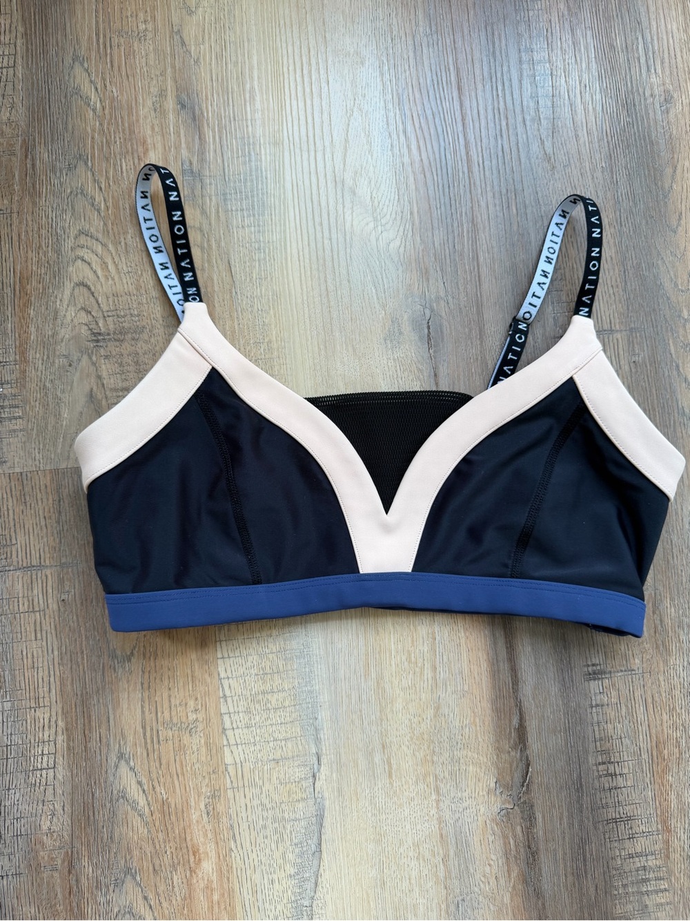 P.E Nation Black, Nude & Blue Sports Bralette